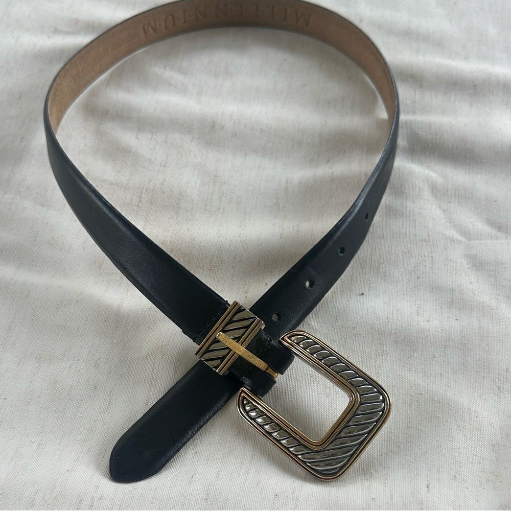 Millennium Black Leather Vintage Bold Buckle Belt S